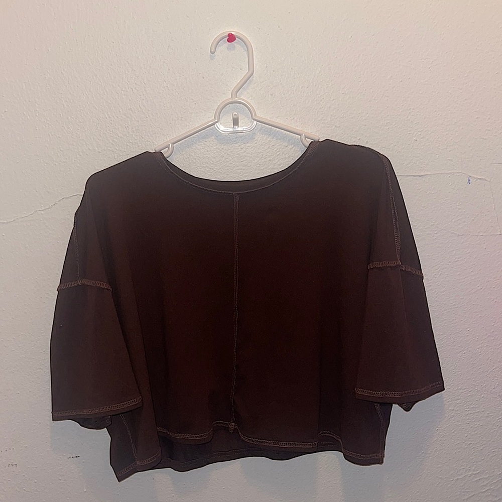 Brown Cropped Outseam T-Shirt